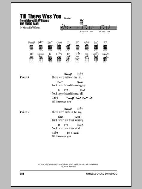 Till There Was You - Ukulele Chords/Lyrics | zZounds