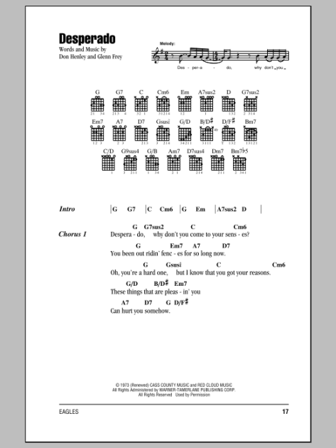 DESPERADO CHORDS by Eagles, PDF