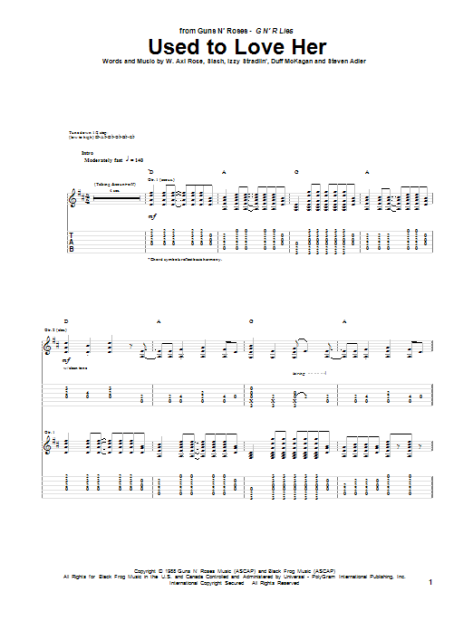 Used To Love Her Guitar Tab Zzounds