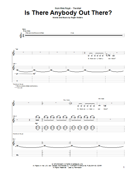 Is There Anybody Out There? - Guitar TAB | zZounds