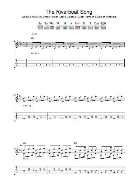 the riverboat song bass tab