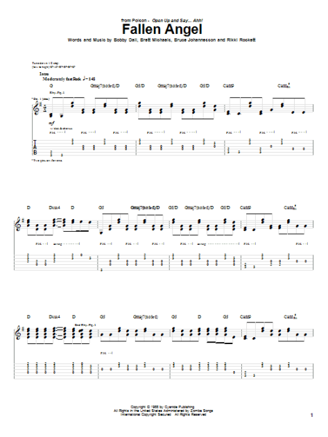 Fallen Angel Guitar Tab Zzounds