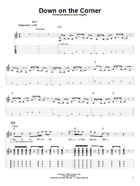Down On The Corner - Guitar Tab Play-Along | zZounds