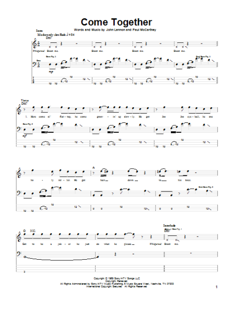 Come Together - Bass Tab | zZounds