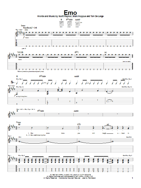 Emo - Guitar TAB | zZounds