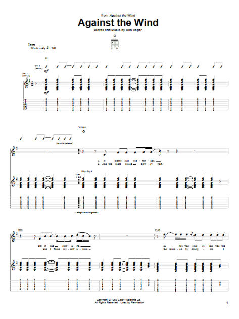 Against The Wind - Guitar TAB | zZounds