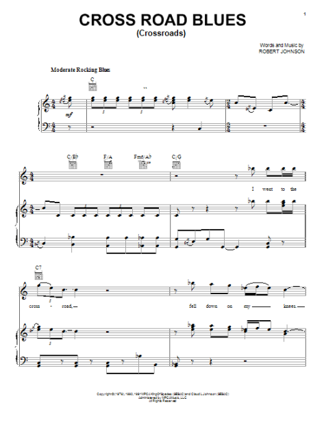 Cross Road Blues (Crossroads) sheet music (real book with lyrics)