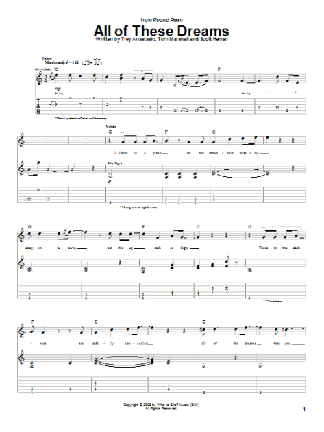 All Of These Dreams Guitar Tab Zzounds 0605