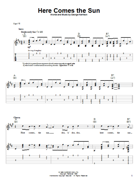 Here Comes The Sun - Guitar Tab Play-Along | zZounds