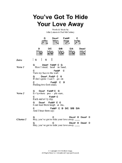 You've Got To Hide Your Love Away - Guitar Chords/Lyrics