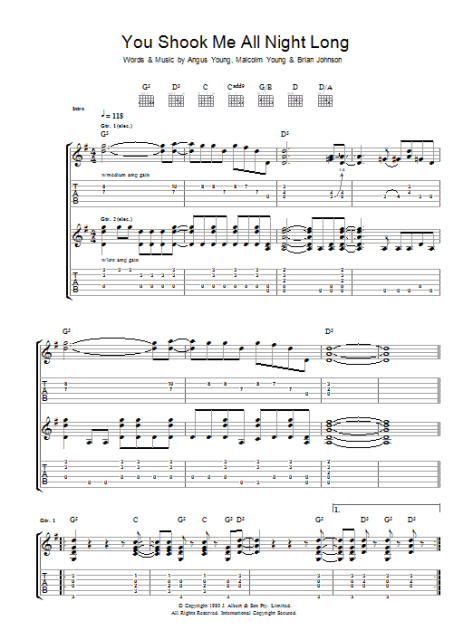 You Shook Me All Night Long by AC/DC - Guitar Tab Play-Along - Guitar  Instructor