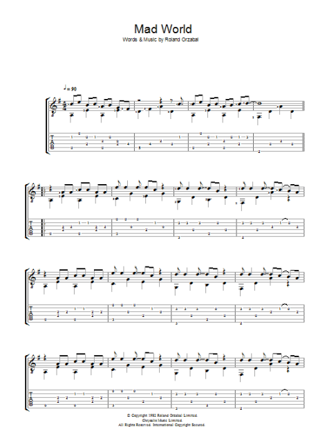 Mad World - Guitar TAB | zZounds