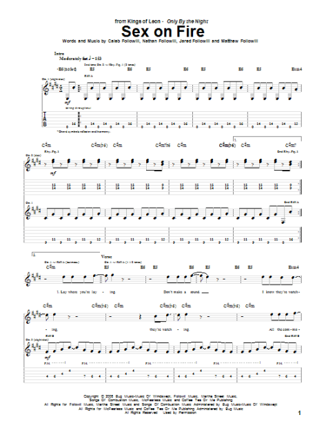 Sex On Fire Guitar Tab Zzounds