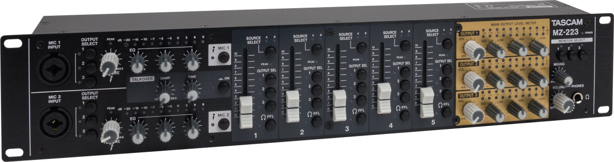 TASCAM MZ-223 Rackmount Mixer, 7-Channel