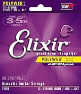 Elixir 11150 12-String Polyweb Acoustic Guitar Strings (Light, 10-47)