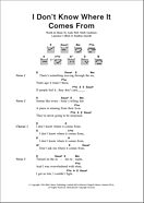 I Don't Know Where It Comes From - Guitar Chords/Lyrics