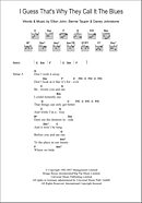 I Guess That's Why They Call It The Blues - Guitar Chords/Lyrics