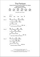The Partisan - Guitar Chords/Lyrics