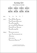 Sunday Girl - Piano Chords/Lyrics