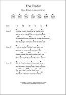 The Traitor Sheet Music | Leonard Cohen | Guitar Chords/Lyrics