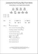 Lonesome And A Long Way From Home - Guitar Chords/Lyrics