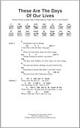 These Are The Days Of Our Lives - Guitar Chords/Lyrics