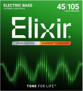 Elixir Nanoweb Stainless Steel Electric Bass Strings, 45-105, 14677, Medium