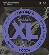 D'Addario ECG24 Chromes Flatwound Electric Guitar Strings (Jazz Light Gauge, 11-50)