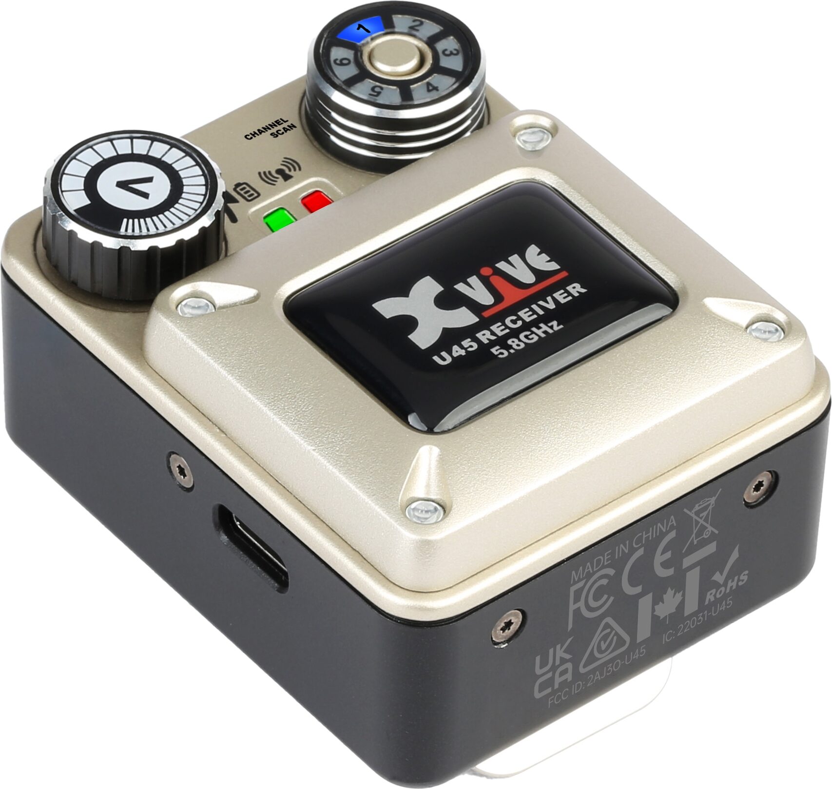 Xvive U45R 5.8GHz Wireless In-Ear Monitor System Receiver, New, Action Position Back