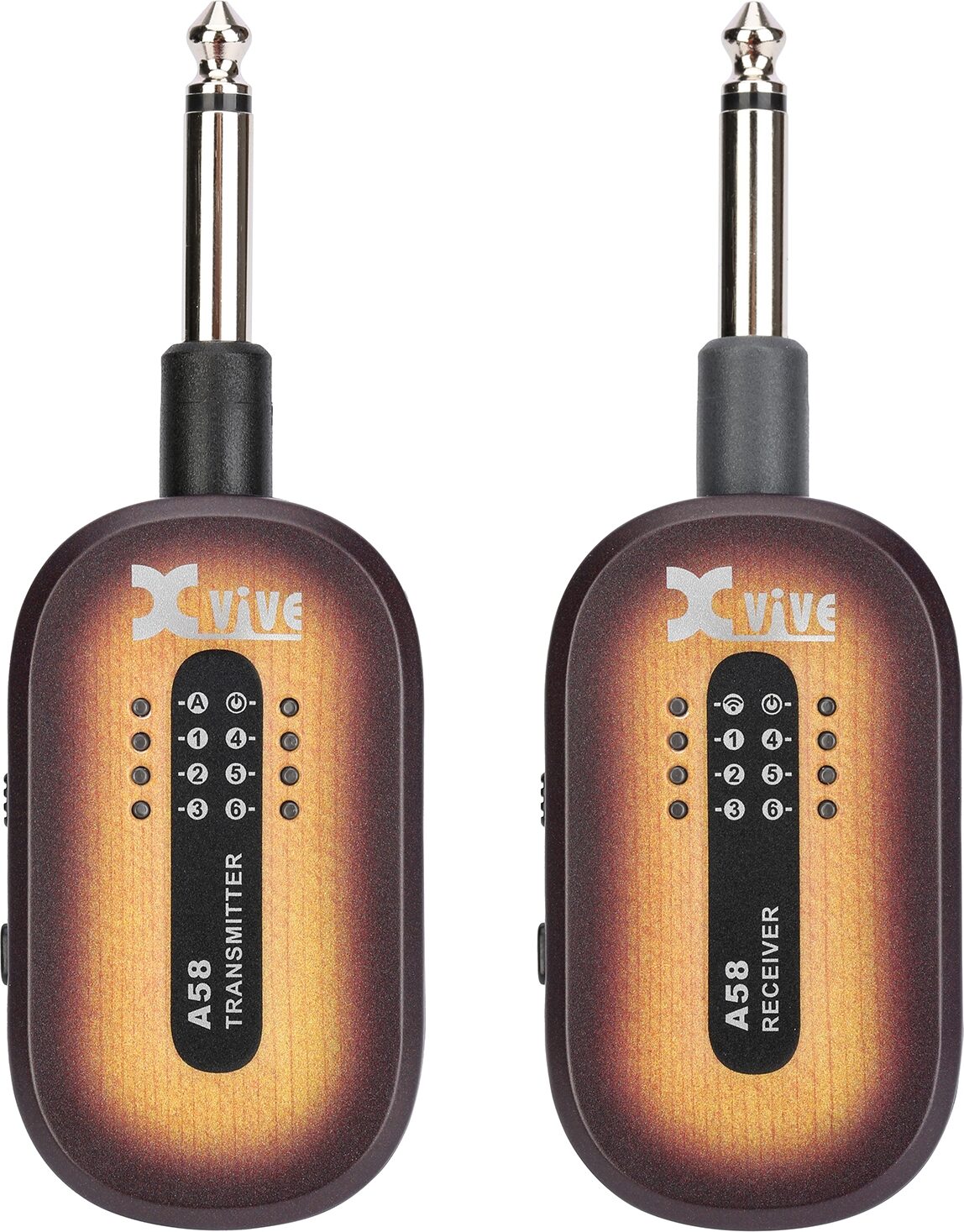 Xvive A58 Digital 5.8 GHz Wireless Guitar System, Sunburst, Action Position Back