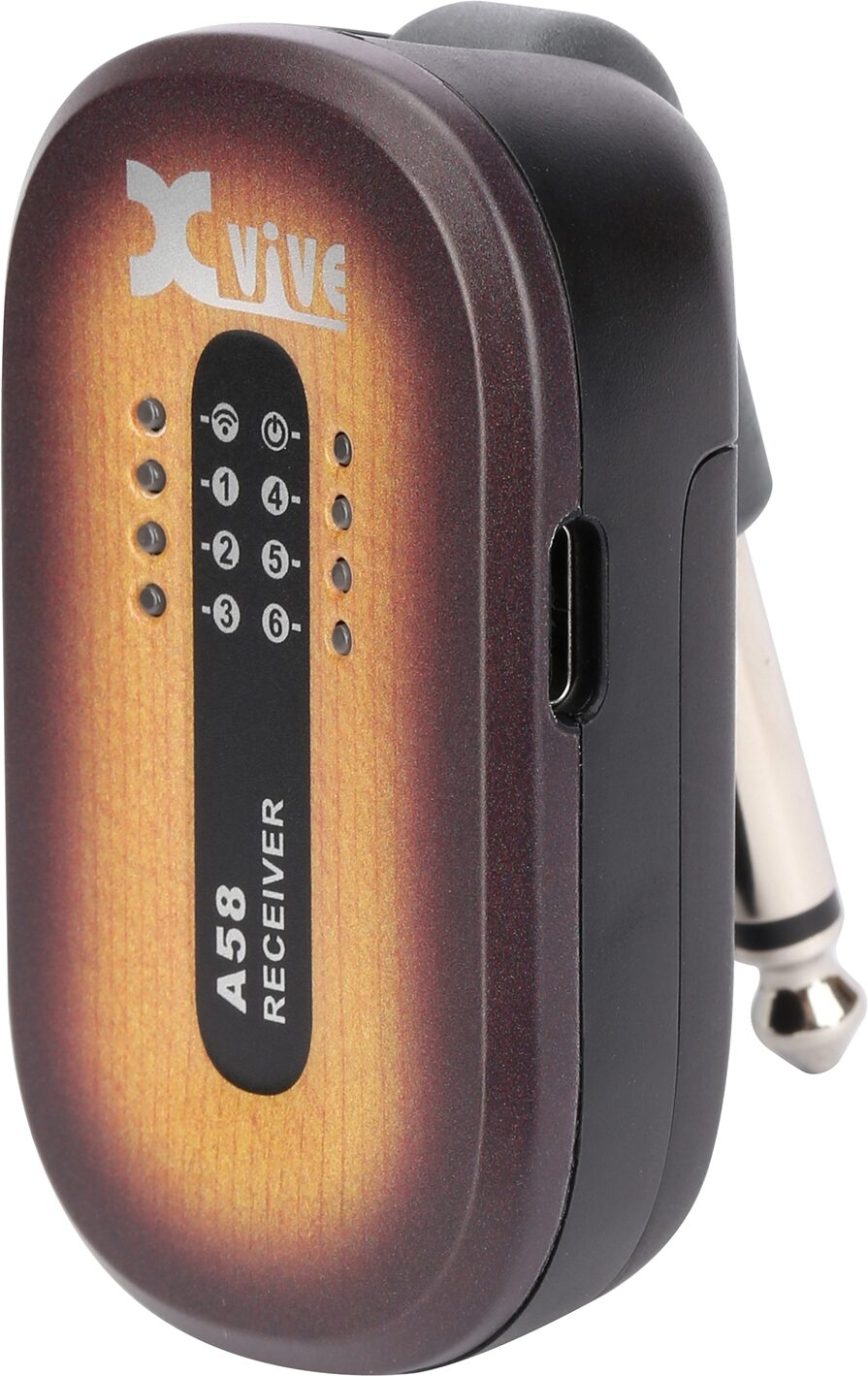 Xvive A58 Digital 5.8 GHz Wireless Guitar System, Sunburst, Action Position Back