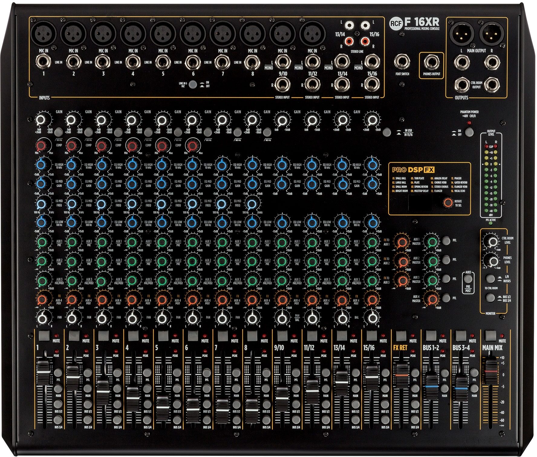 RCF F 16XR USB Mixer with Effects, 16-Channel, Action Position Control Panel