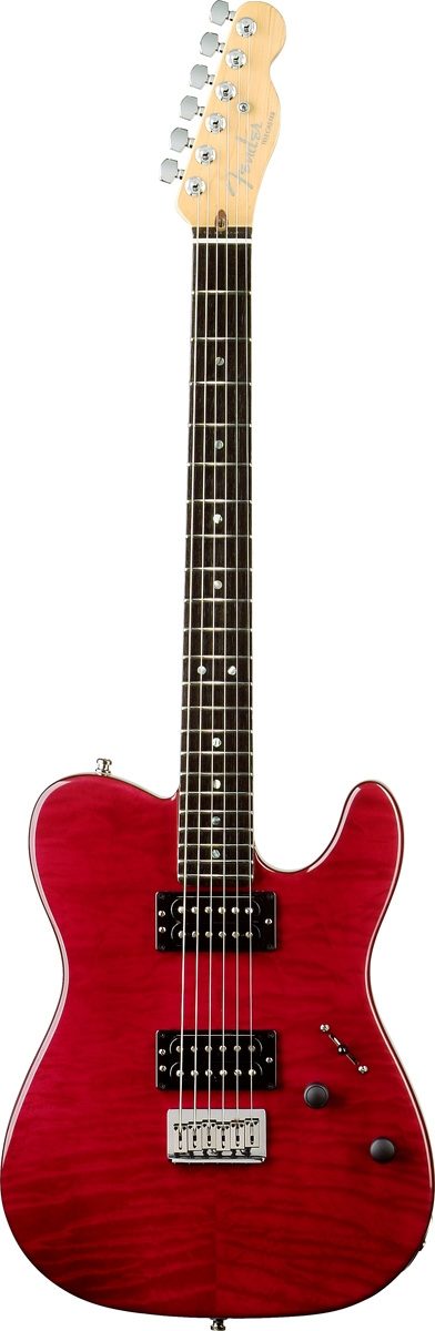 Fender American Deluxe Telecaster QMT Electric Guitar (with Case), Bing Cherry Translucent