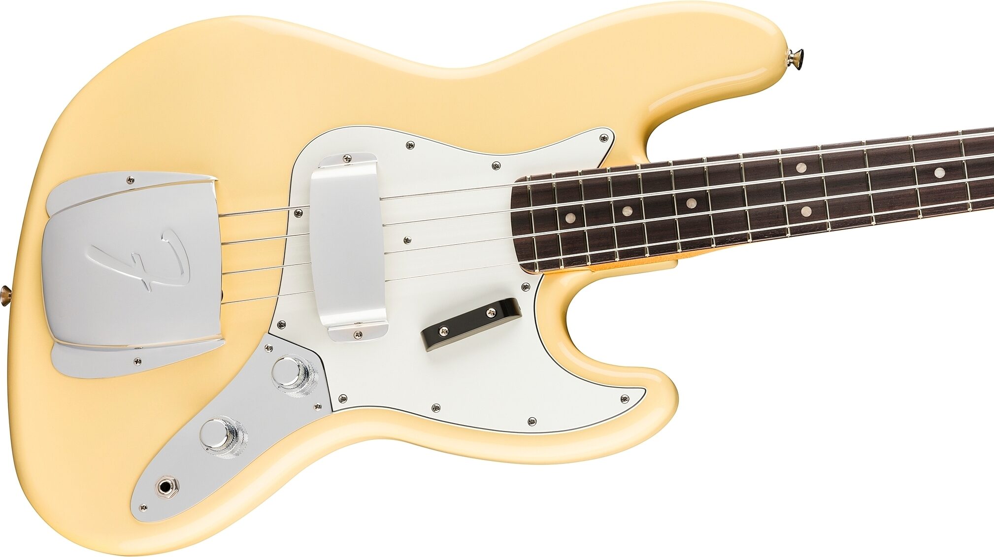 Fender Limited Edition Laura Lee Jazz Electric Bass, Rosewood Fingerboard (with Gig Bag), Vintage White, Action Position Back