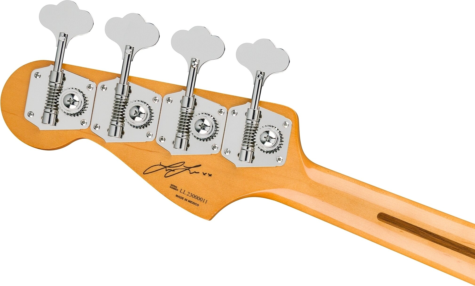 Fender Limited Edition Laura Lee Jazz Electric Bass, Rosewood Fingerboard (with Gig Bag), Vintage White, Action Position Back