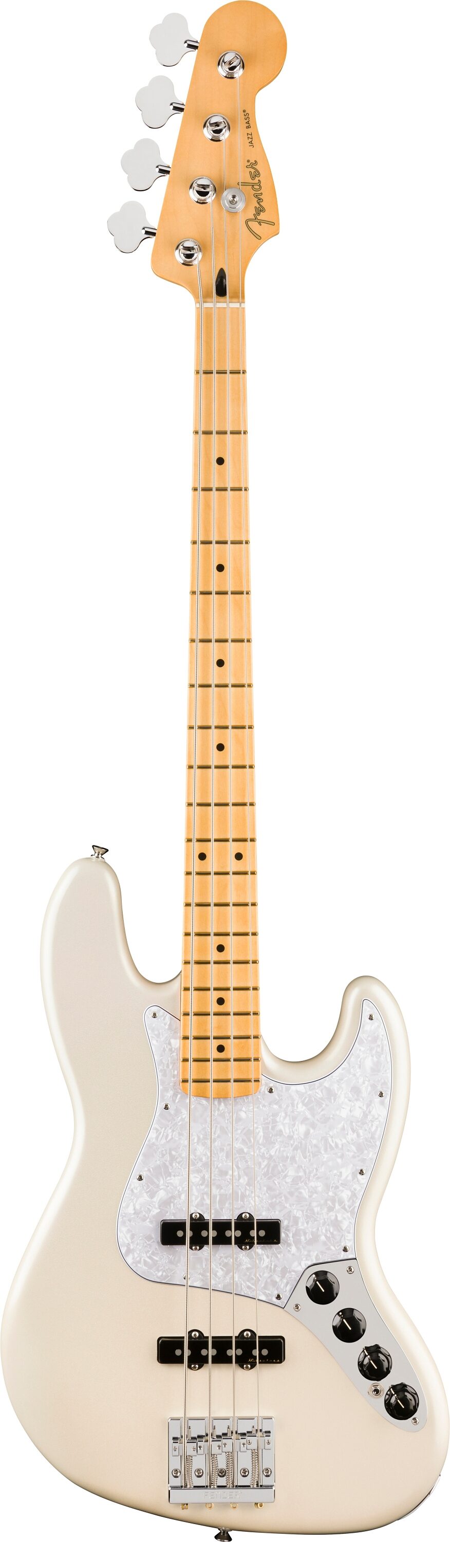 Fender Player II Modified Active Jazz Electric Bass, Maple Fingerboard (with Gig Bag), Olympic White, Action Position Back