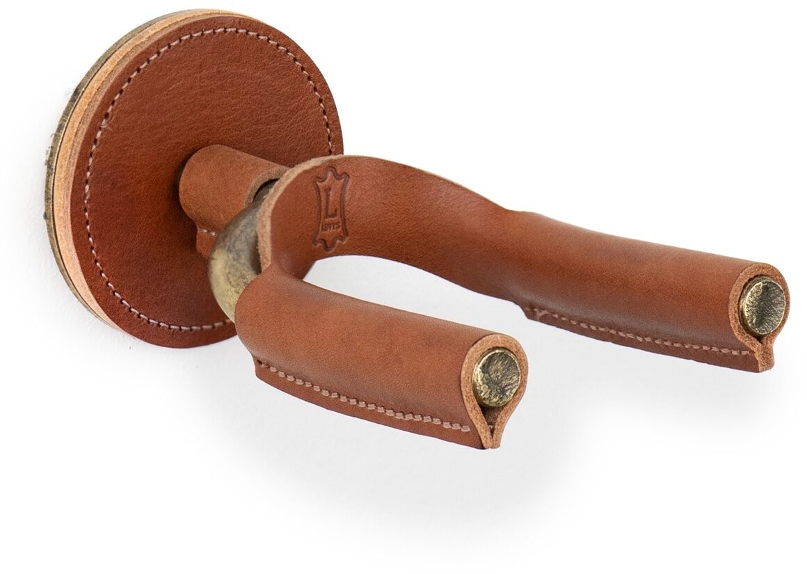 Levy's Brass Forged Guitar Hanger, Tan Leather, main