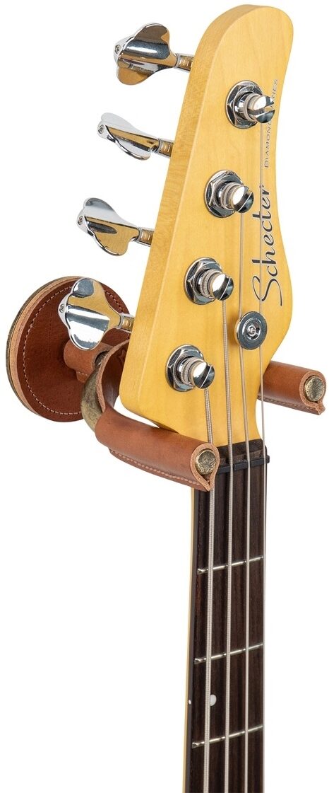 Levy's Brass Forged Guitar Hanger, Tan Leather, view