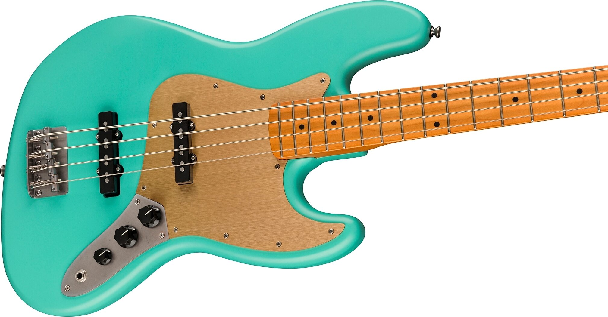 Squier 40th Anniversary Vintage Edition Jazz Bass Guitar (Maple Fingerboard), Action Position Back