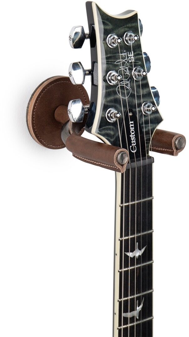 Levy's Smoke Forged Guitar Hanger, Brown Leather, view