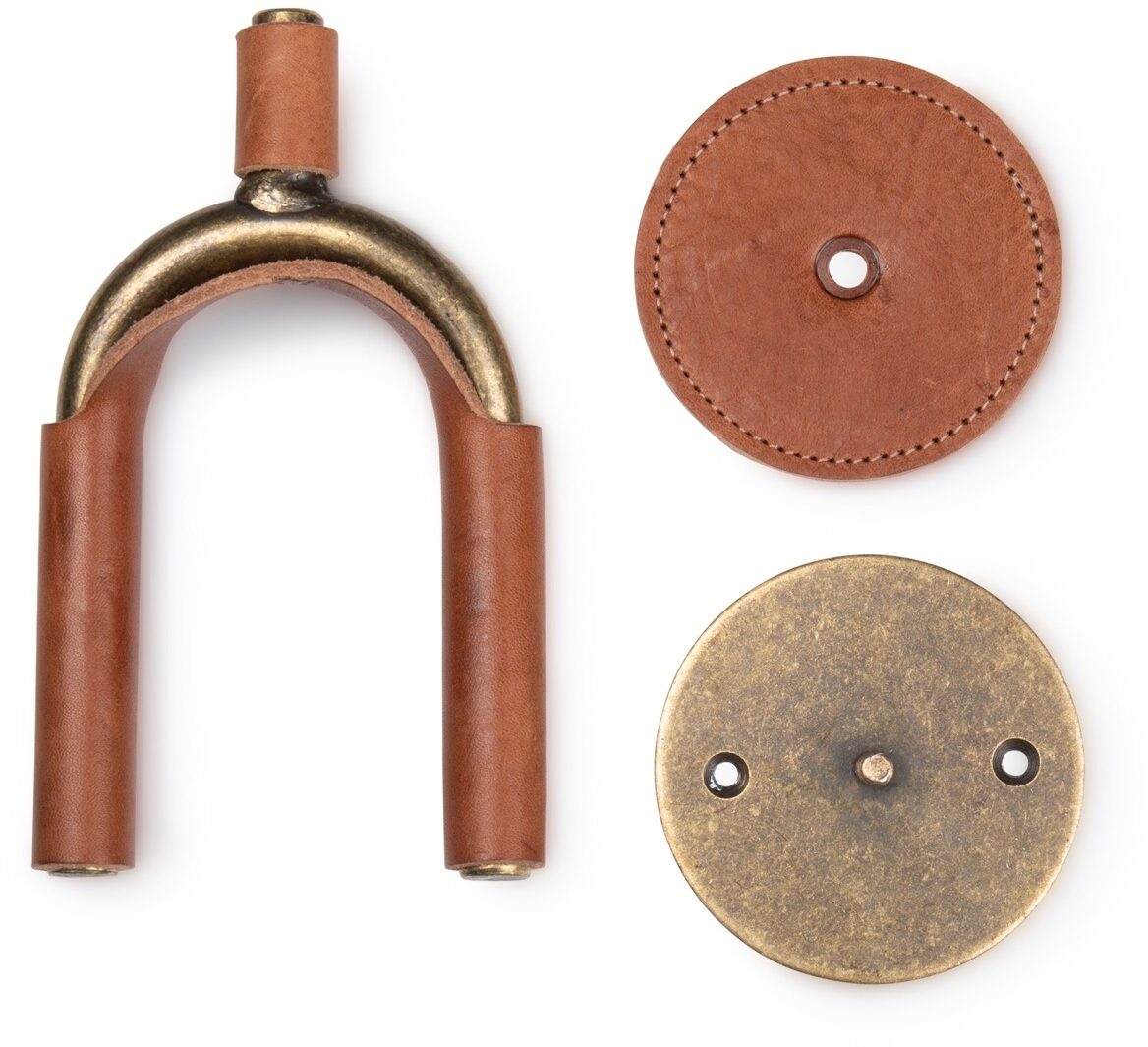 Levy's Brass Forged Guitar Hanger, Tan Leather, view