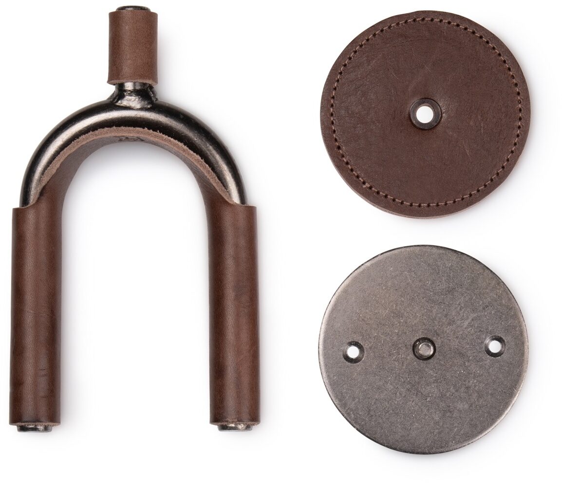 Levy's Smoke Forged Guitar Hanger, Brown Leather, view