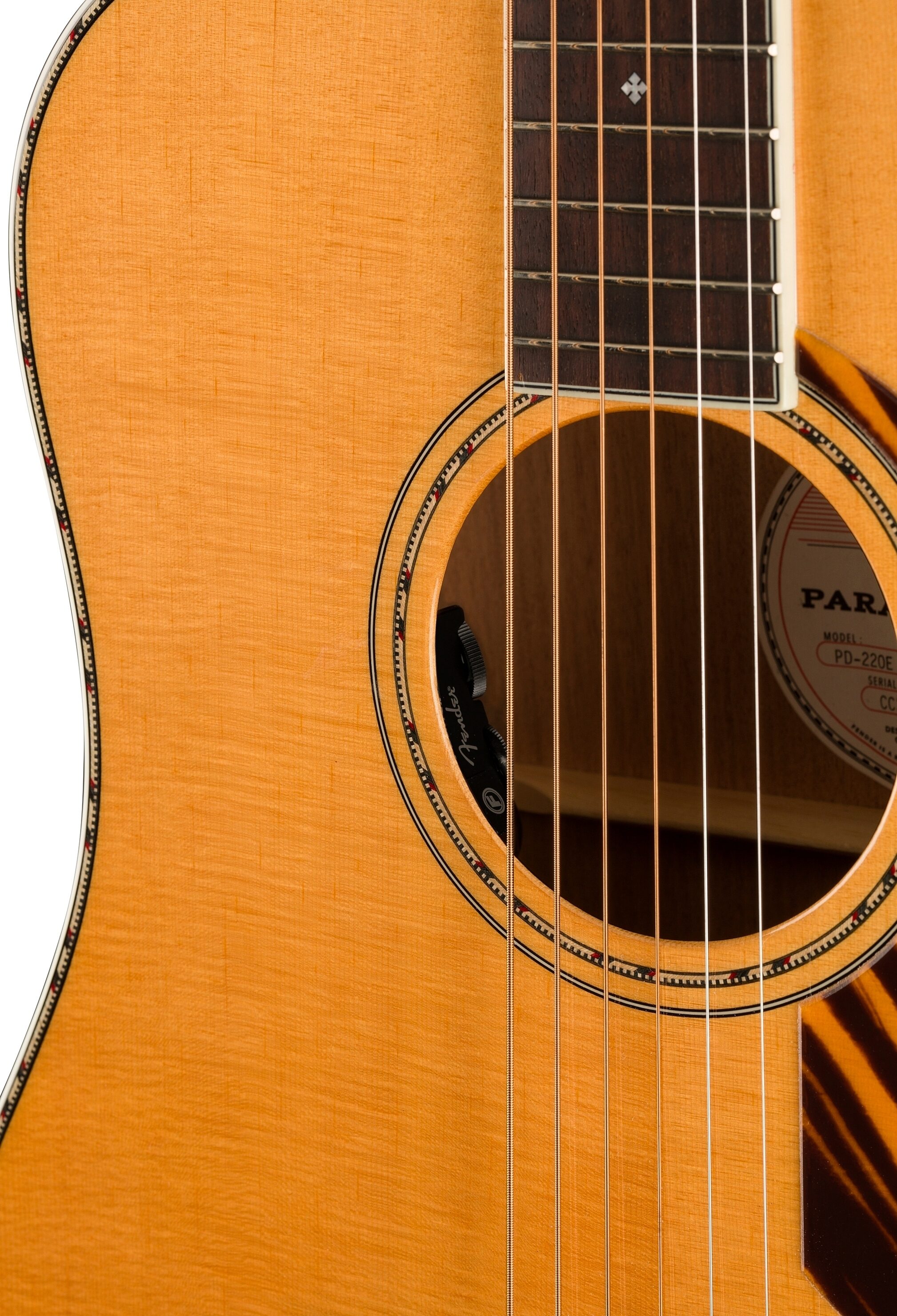 Fender Paramount PO220E Orchestra Acoustic-Electric Guitar (with Case), Action Position Back