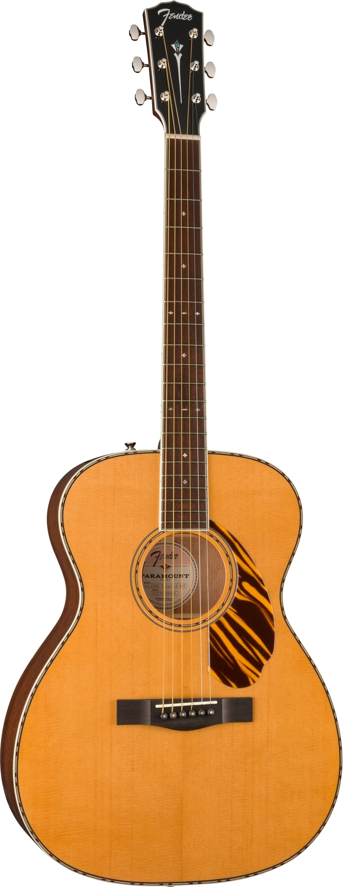 Fender Paramount PO220E Orchestra Acoustic-Electric Guitar (with Case), Action Position Back