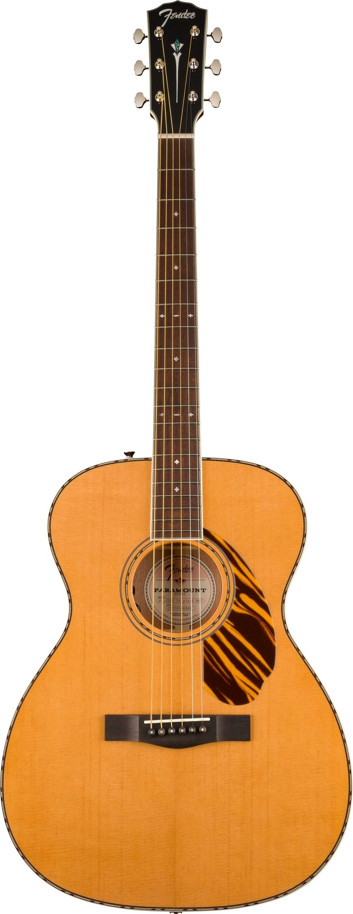 Fender Paramount PO220E Orchestra Acoustic-Electric Guitar (with Case), Action Position Back