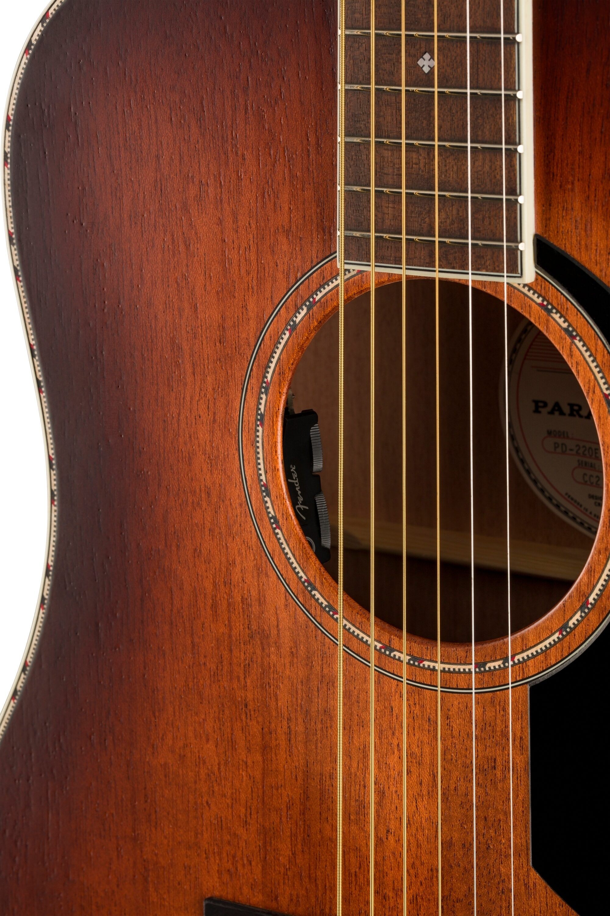 Fender Paramount PO220E Orchestra Acoustic-Electric Guitar (with Case), Action Position Back