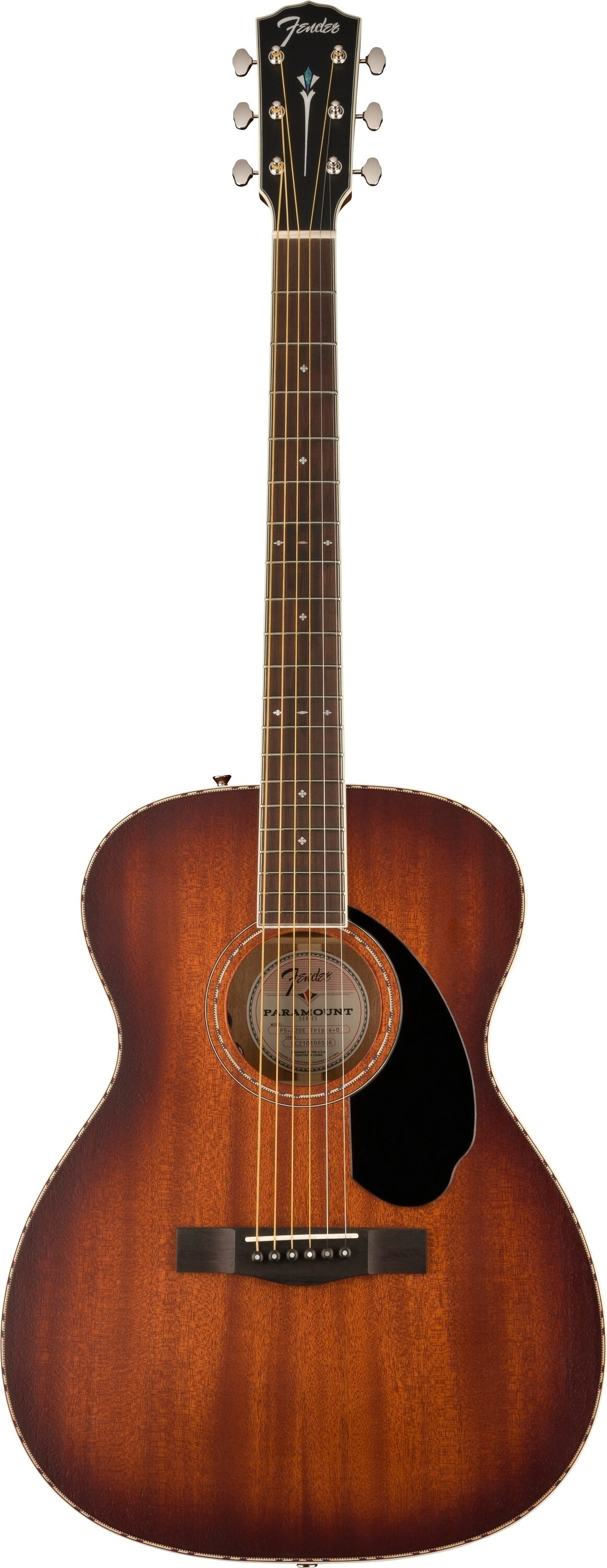 Fender Paramount PO220E Orchestra Acoustic-Electric Guitar (with Case), Action Position Back