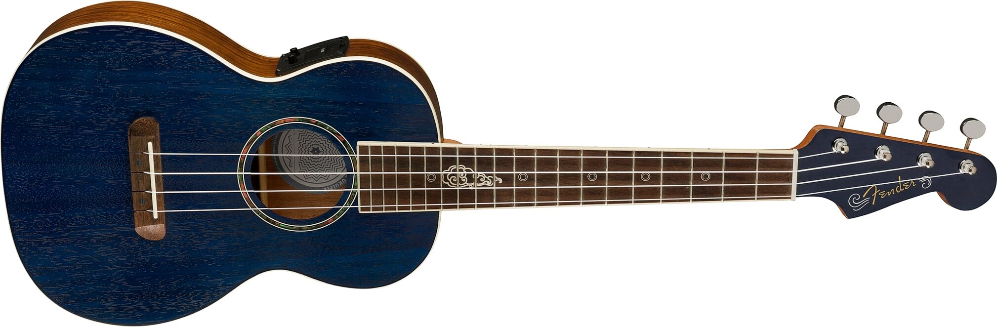 Fender Dhani Harrison Acoustic-Electric Ukulele (with Gig Bag), Action Position Back