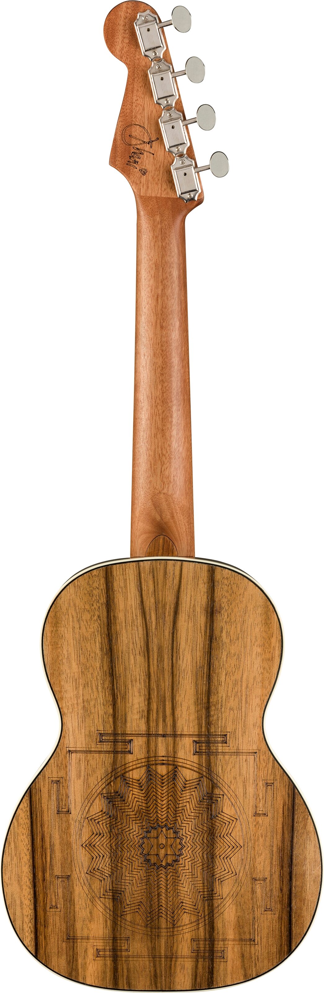Fender Dhani Harrison Acoustic-Electric Ukulele (with Gig Bag), Action Position Back