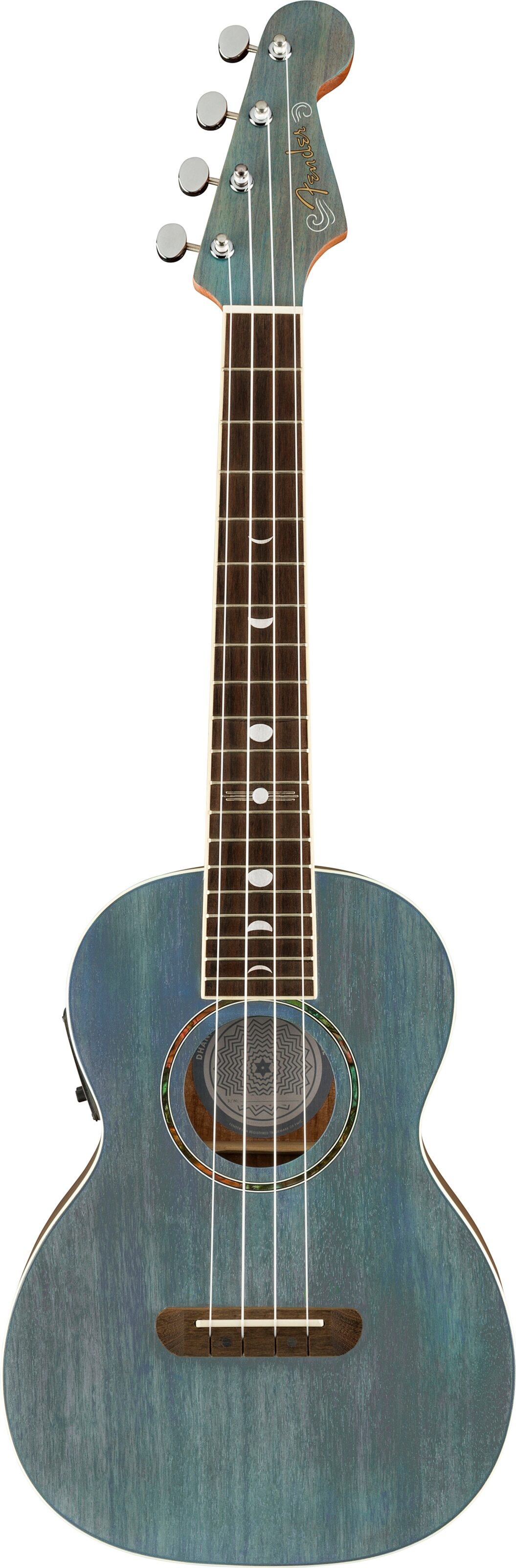 Fender Dhani Harrison Acoustic-Electric Ukulele (with Gig Bag), Action Position Back